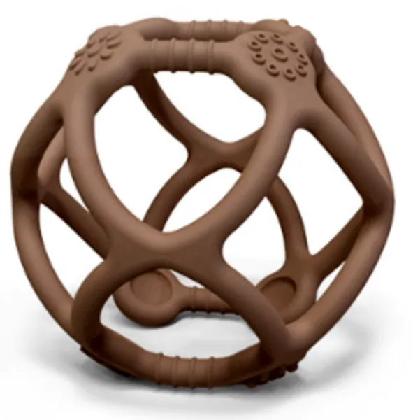 Ball teething ball made of silicone with tactile surfaces