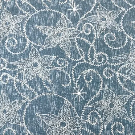 Denim fabric 145cm 50 flower - 50cm