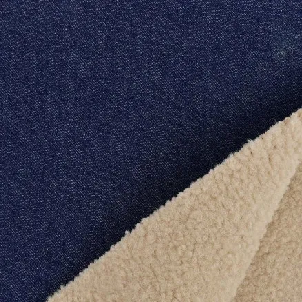 Denim fabric with fur 150cm 008 - Dark Blue