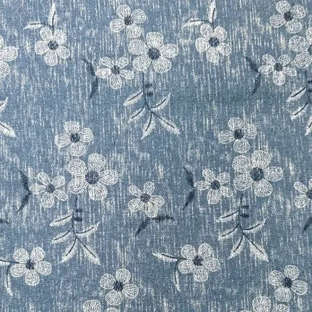 Denim fabric 145cm 60 flowers - 50cm